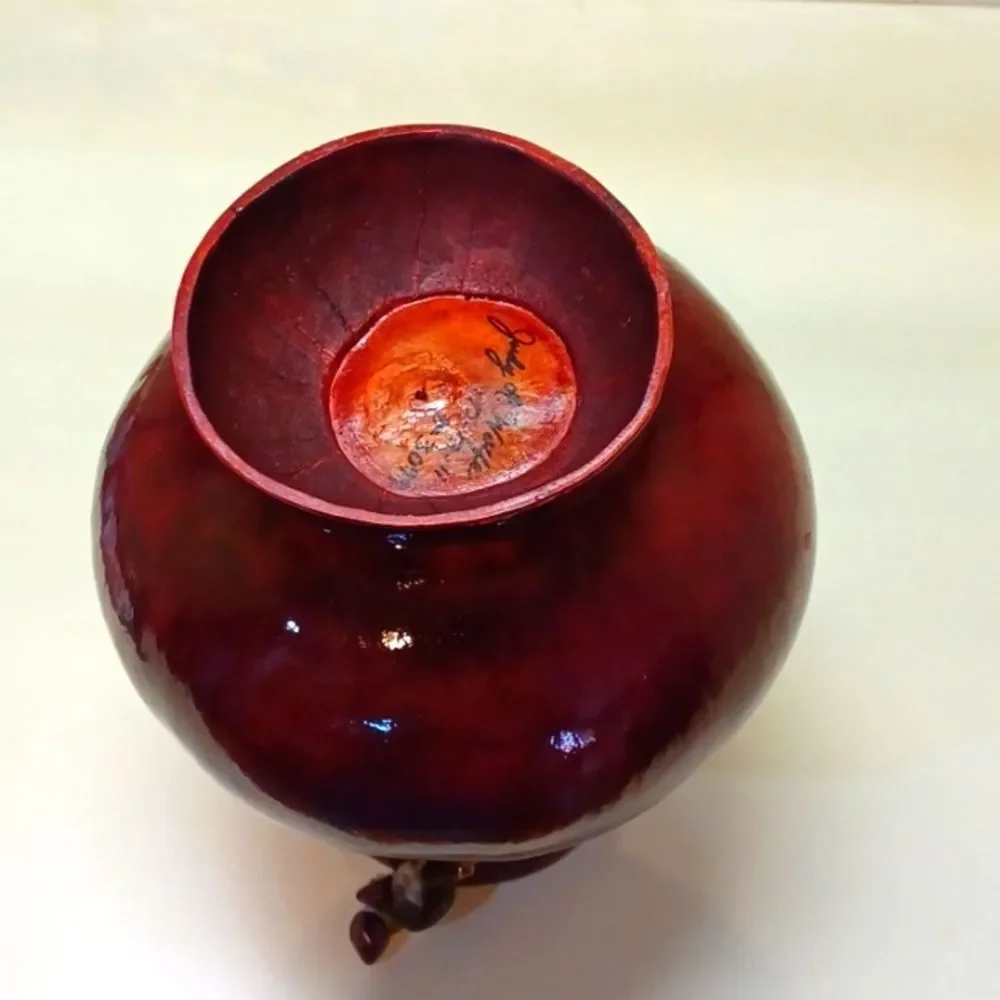 Gourd‎ Finished To A Vase Handcrafted New  10Tx22 Round Signed New